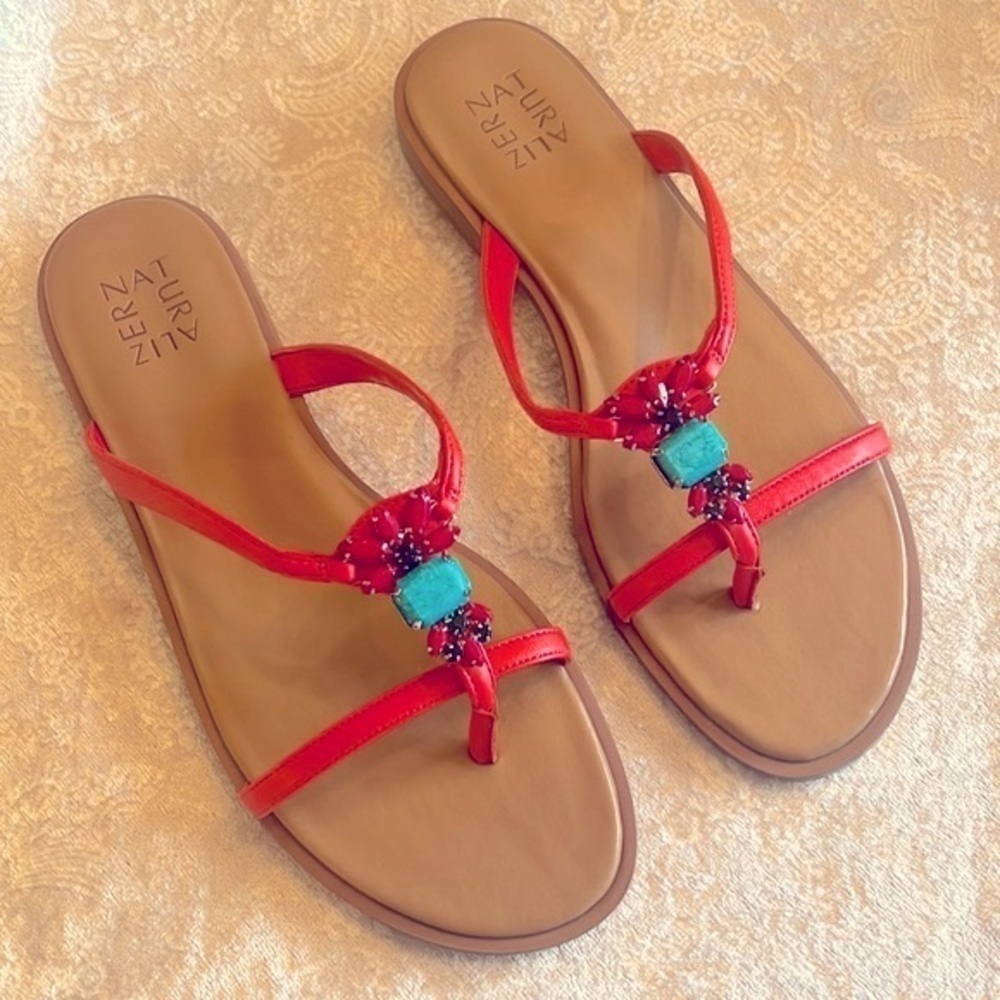 Brand New Naturalizer Melon Sorbet Embellished Felicity Sandals Slip On Thongs - Picture 14 of 14